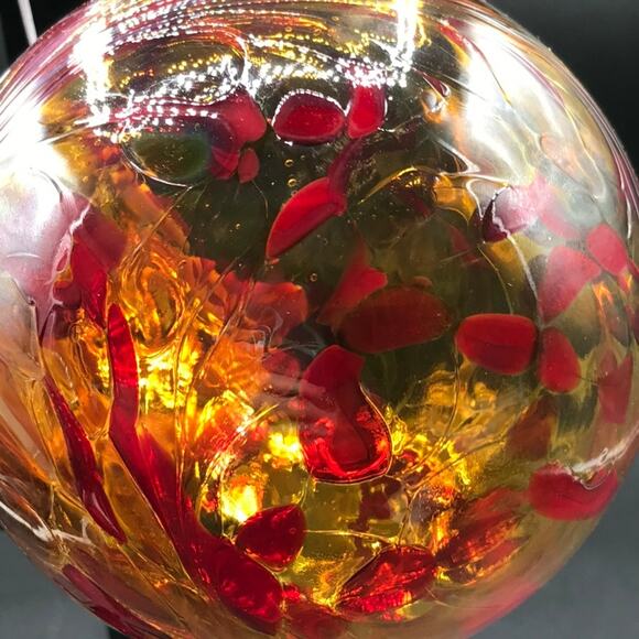 Hand Blown Glass Tear Drop Large Christmas Ornament Outdoor Orb 5" Diameter - Picture 5 of 7